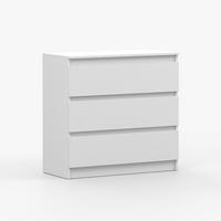 KOMMODE SOLO 3S, Schlafzimmer, Sideboard Anrichte 90 cm Weiß/Weiß, drei Schubladen, grifflos - Weiß, Holzwerkstoff (90/86/42cm) - imoebel24