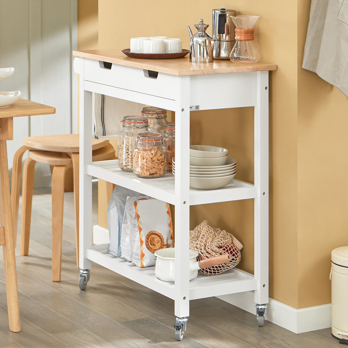 SERVIERWAGEN Weiß - Weiß, Holzwerkstoff (85/90/39cm) - SoBuy