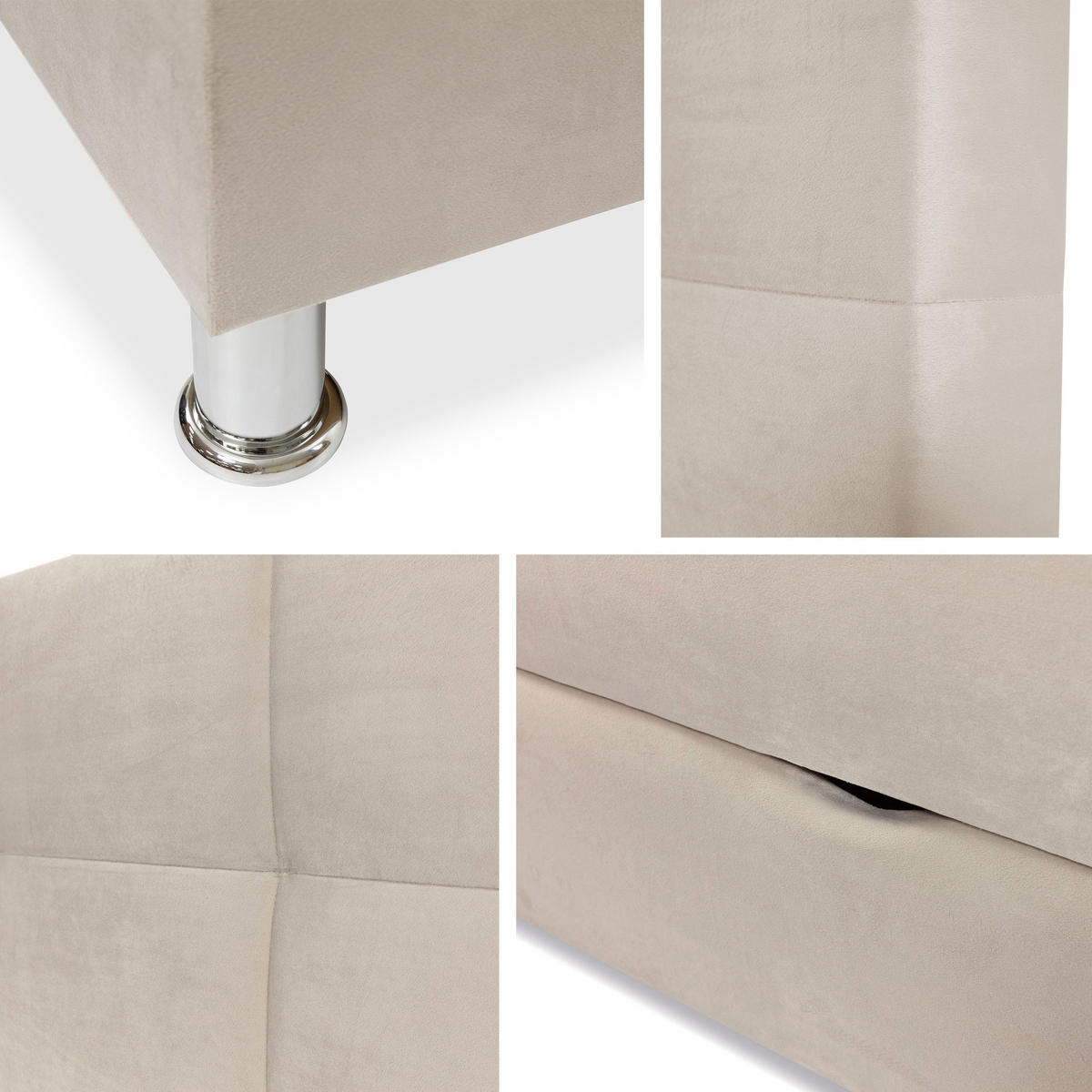 BOXBETT Dave - Chromfarben/Dunkelblau, Holz/Textil (140/200cm) - MIRJAN24