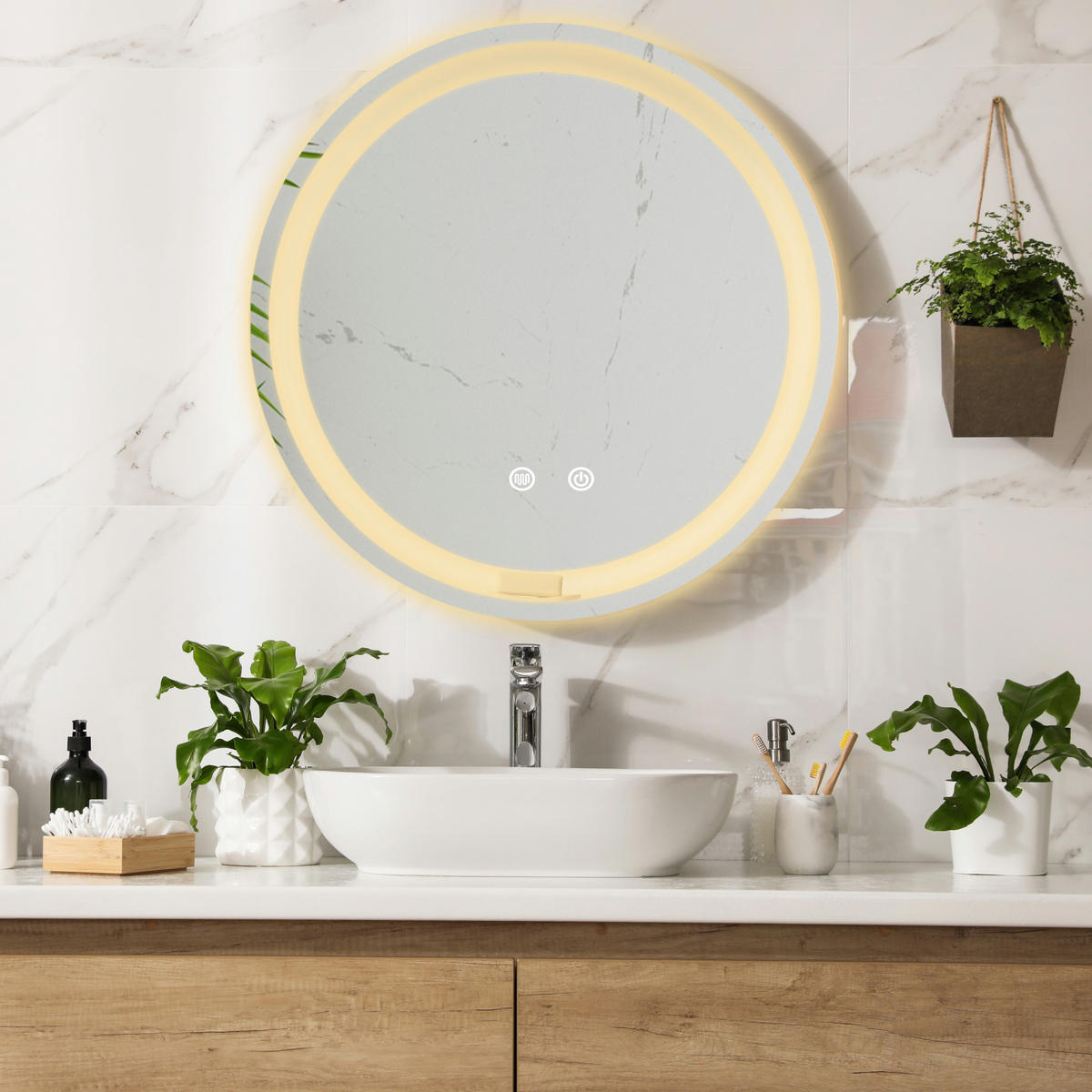 BADEZIMMERSPIEGEL Maratea - Silberfarben, Glas/Metall (60/60/3cm) - pro.tec