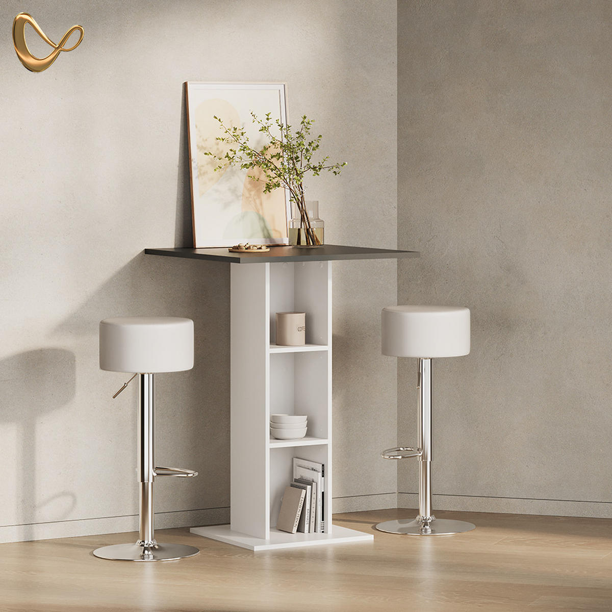 BARTISCH Regusa Anthrazit/Weiß 75 x 75 cm - Anthrazit/Weiß, Holzwerkstoff (75/75/106cm) - Livinity®
