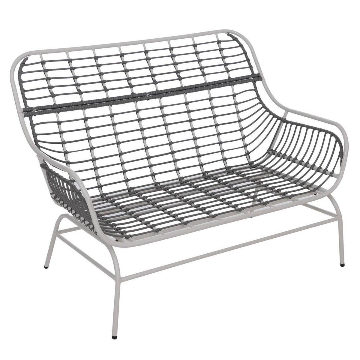 LOUNGE-SET Gartengarnitur Hellgrau Polster Beige - Grau, Metall - PROREGAL