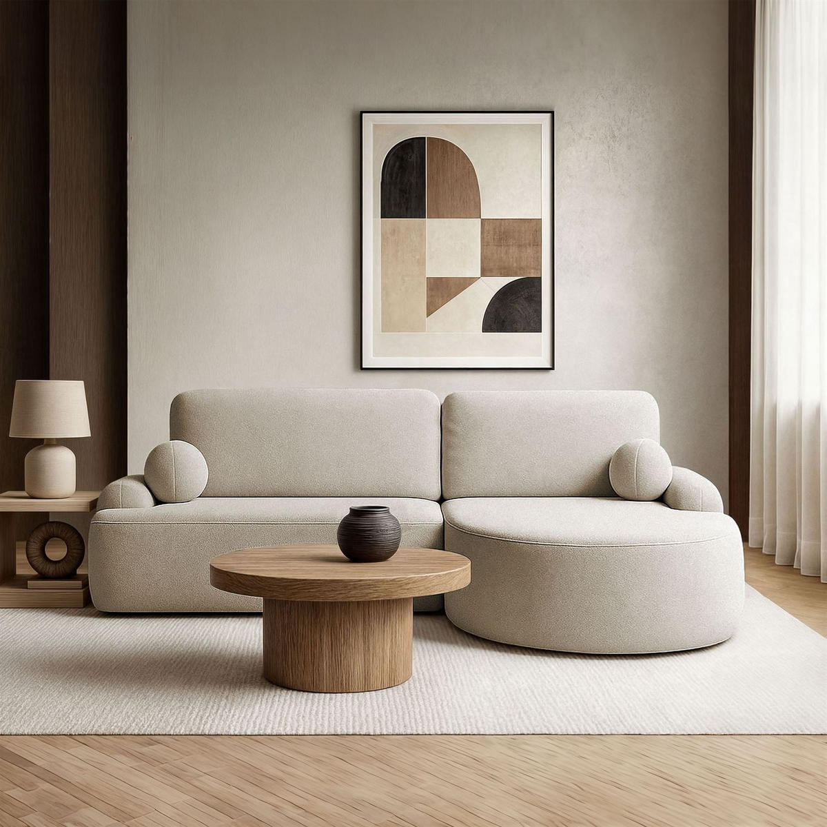 ECKSOFA CLEO mit Schlaffunktion Version Rechte QUELLE 03 - Ecru, Kunststoff (264/172cm) - Lookway