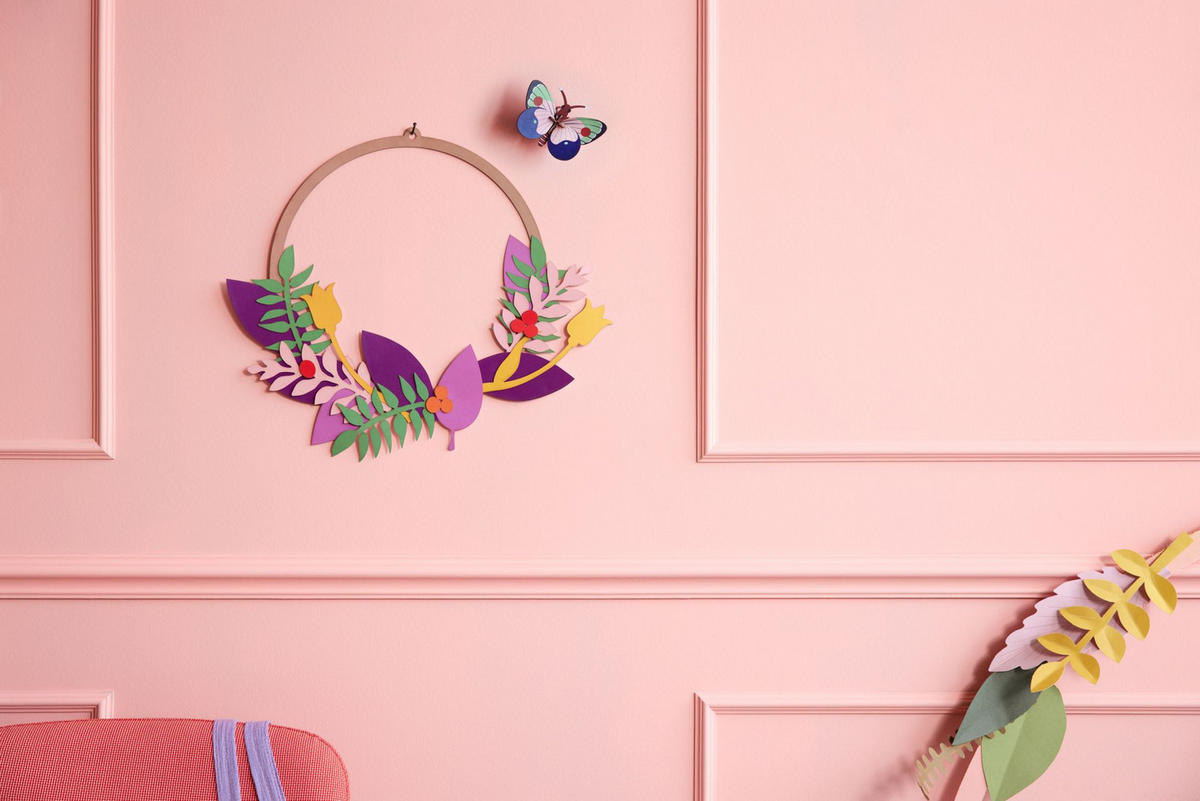 WANDDEKO Blumiger Schmetterling 31/31 cm - Multicolor, Wellpappe (31/31/1cm) - KUNSTLOFT