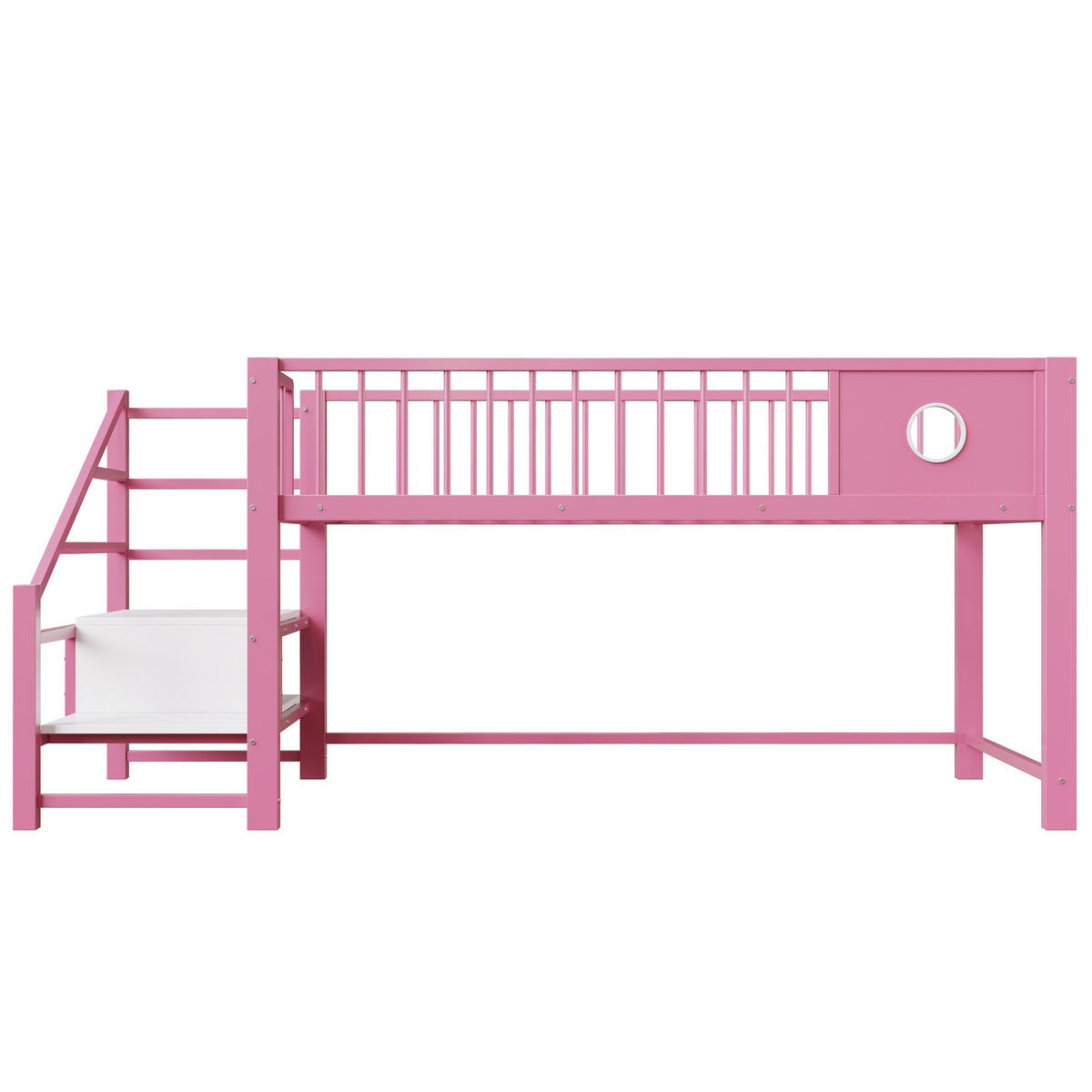 KINDERBETT 90/200 cm DE-01522, in Rosa, mit Aufbewahrungsleiter - Pink, Metall (90/200cm) - ComfortXL