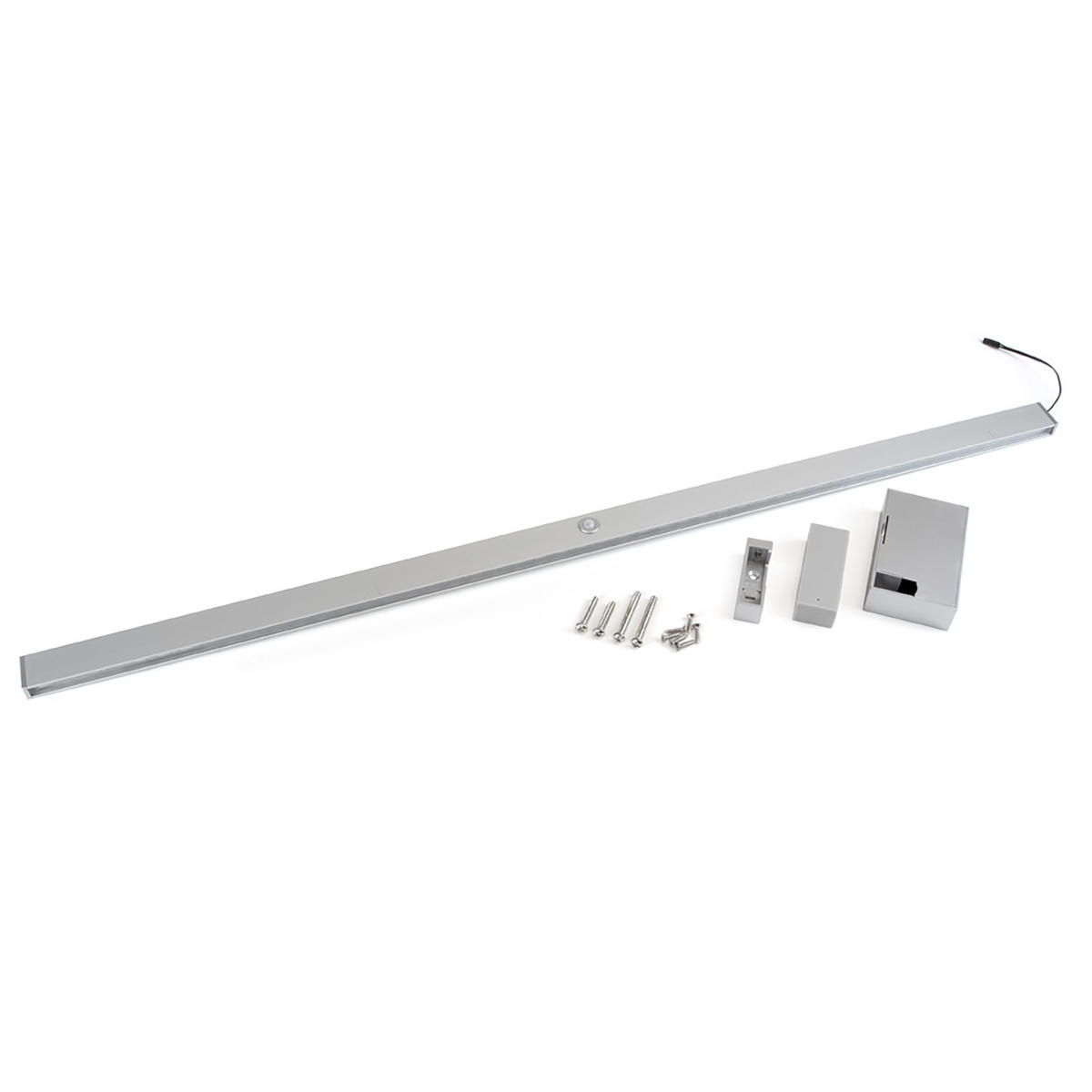 GARDEROBENSTANGE mit LED-Licht Castor, mit abnehmbarer Batterie und Bewegungssensor, L558mm, Kunststoff und Aluminium, Metallic grau - Dunkelgrau, Kunststoff (7/4/68cm) - EMUCA