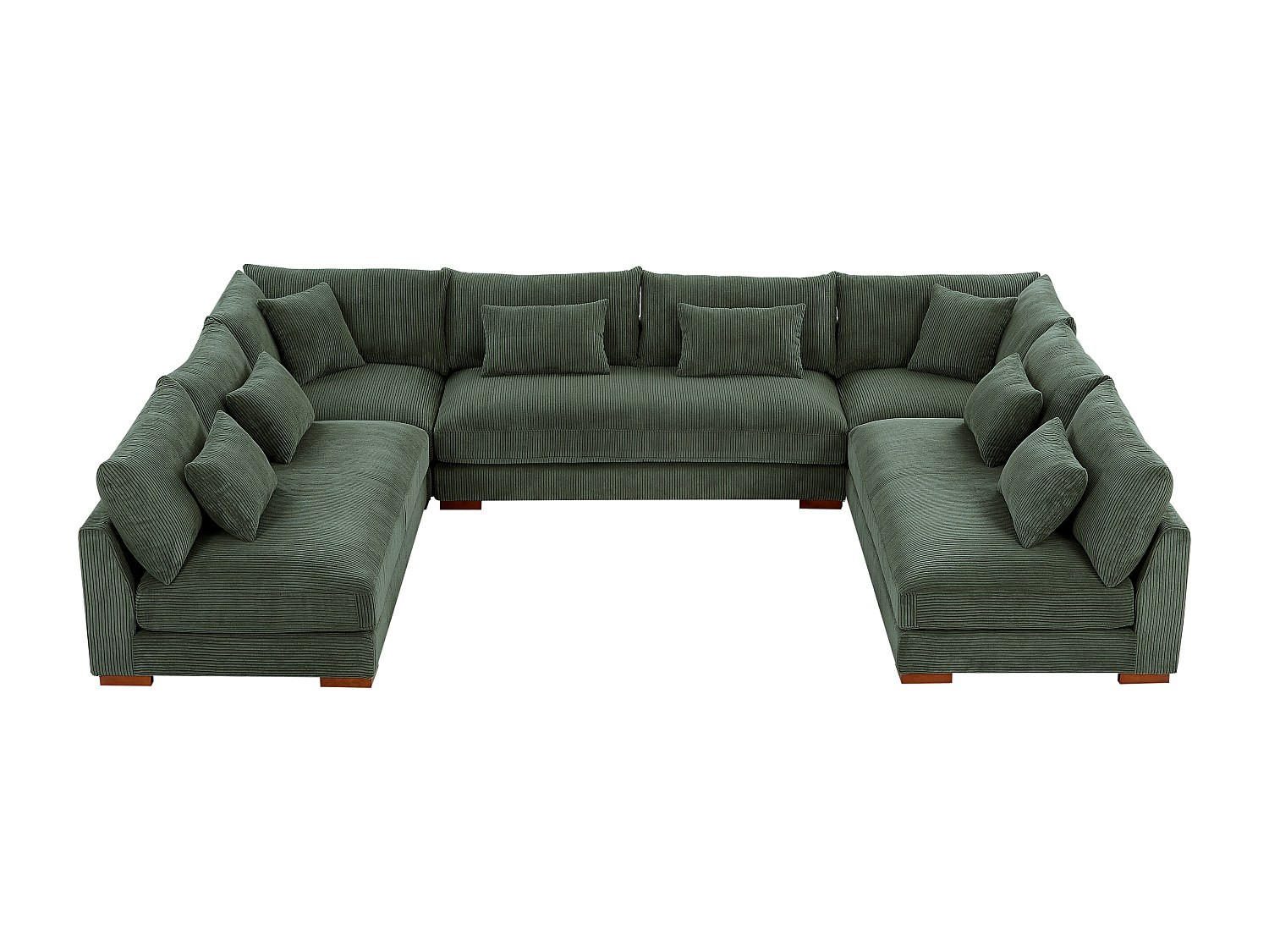 SOFA ohne Schlafmöglichkeit - 9 Personen - Samt, Stoff - Grün - - Grün, Textil (375/85/274cm) - Vente-Unique