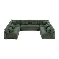 SOFA ohne Schlafmöglichkeit - 9 Personen - Samt, Stoff - Grün - - Grün, Textil (375/85/274cm) - Vente-Unique