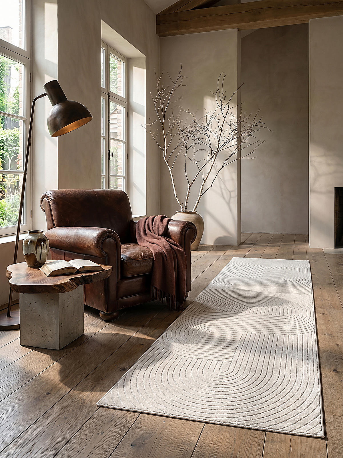 TEPPICH Outdoor Geometrisch MEZEN Polypropylen Creme 80 x 250 cm - Beige, Textil (80/250cm) - KADIMA DESIGN