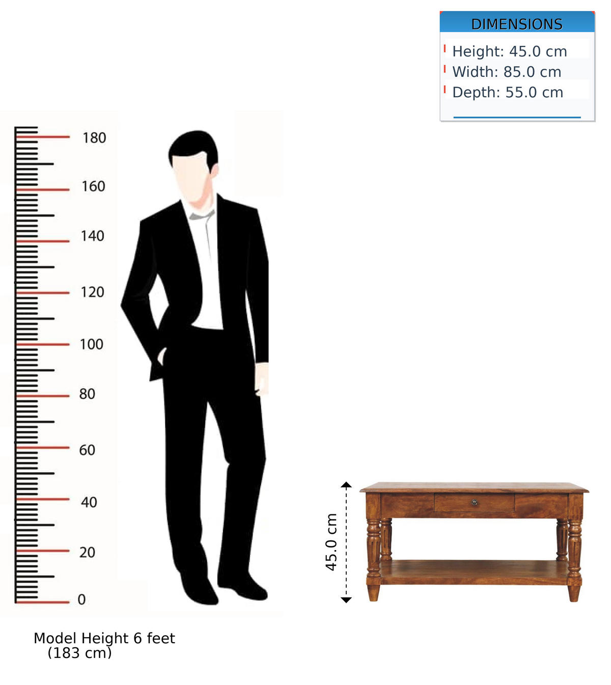 COUCHTISCH, 2 Schubladen, braun - Braun, Holz (85/55/45cm) - Artisan Furniture