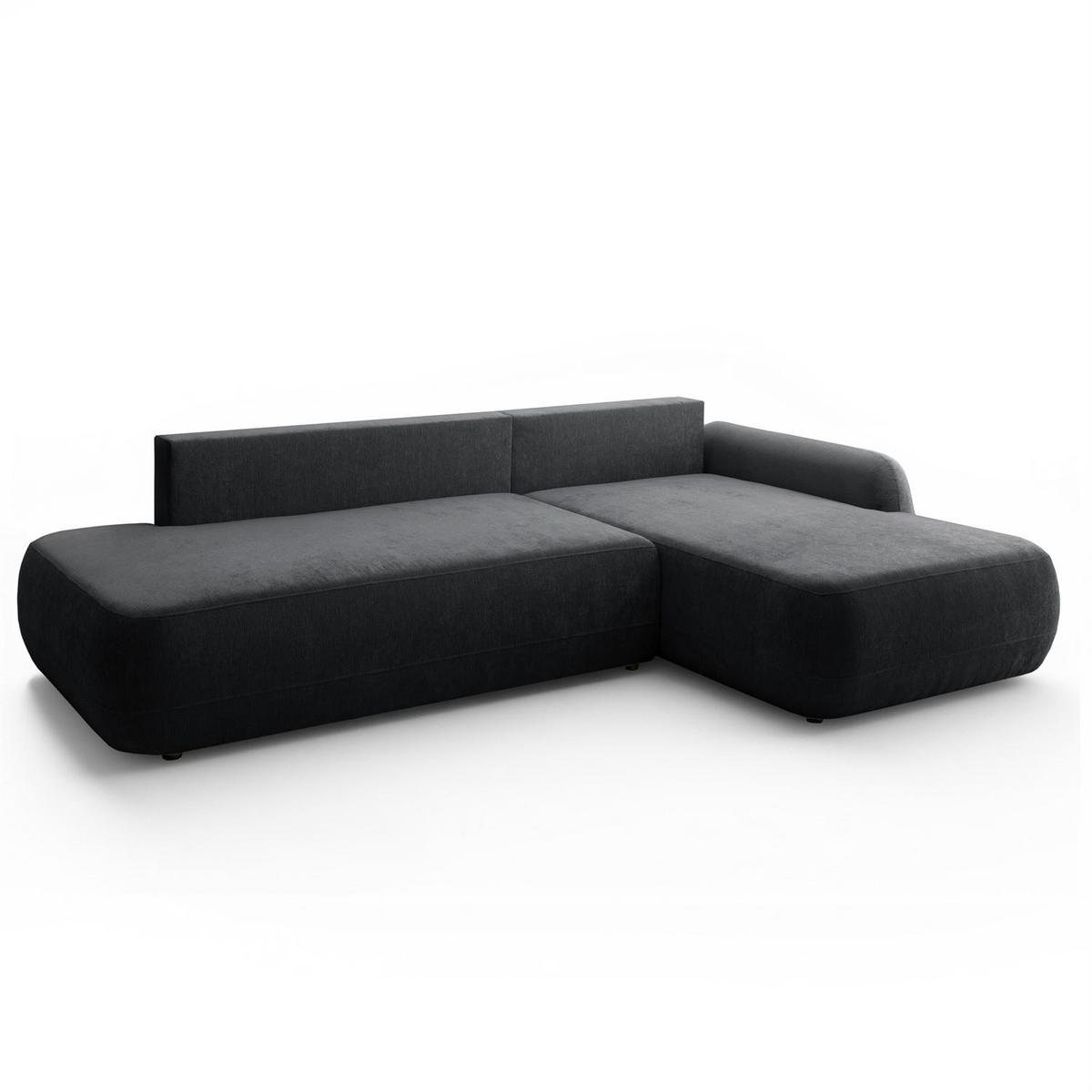 ECKSOFA GOYA mit Schlaffunktion und Bettkasten, Rechte, Perfect Harmony 90 - Graphitfarben, Textil (302/184cm) - Lookway