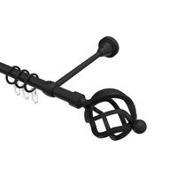 GARDINENSTANGE Primus Paolo 520 cm (geteilt in 4 x 130 cm), 1-läufig, 16 mm Ø Schwarz - Schwarz, Metall (520cm) - INTERDECO