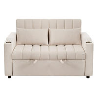 SCHLAFSOFA Multifunktional mit verstellbarer Rückenlehne Beige Baumwolle 136/162/84 cm - Beige, Textil (136/84/162cm) - OKWISH