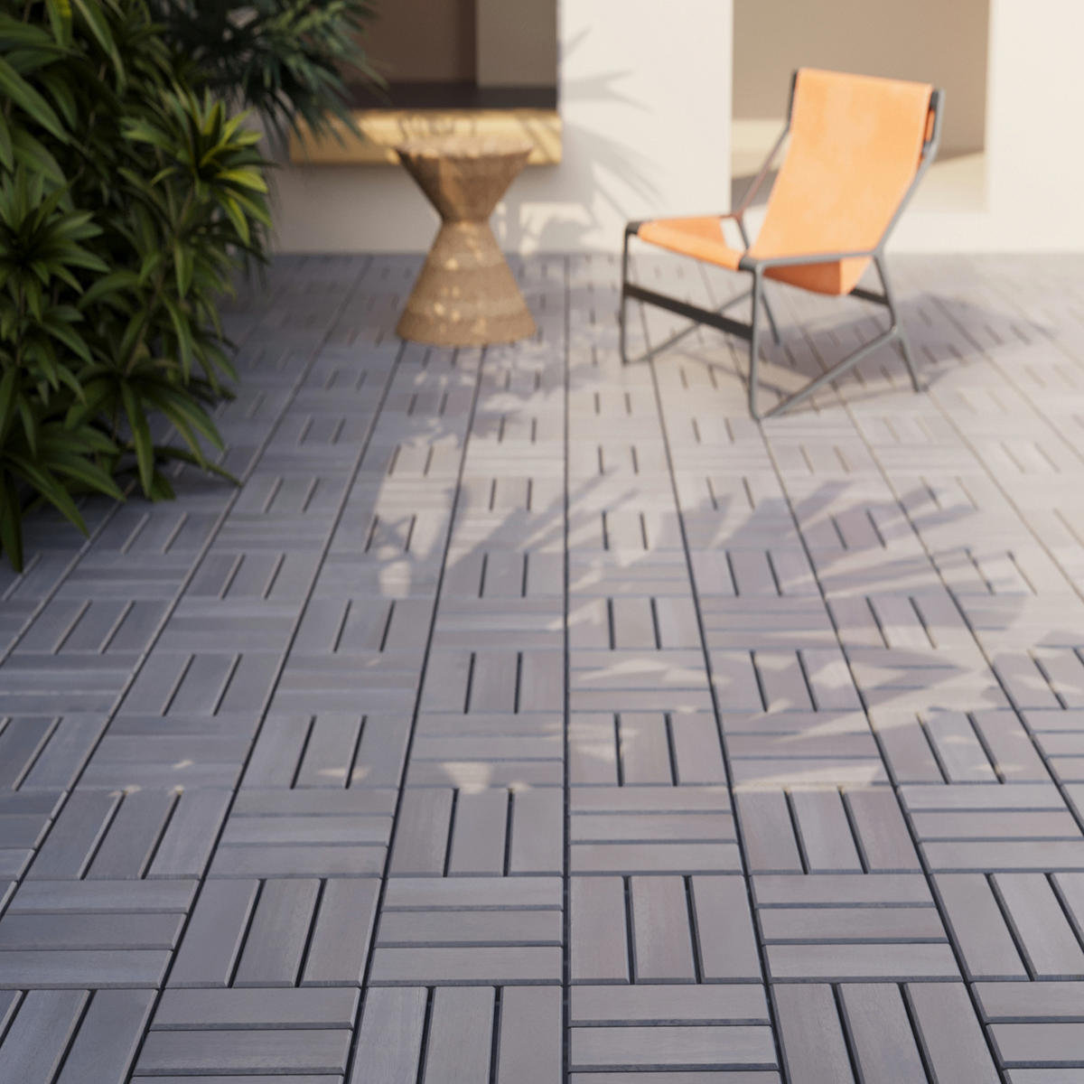 KLICKFLIESEN-SET 10 TLG. Alliste - Grau, Holz (30/30/1.9cm) - casa.pro