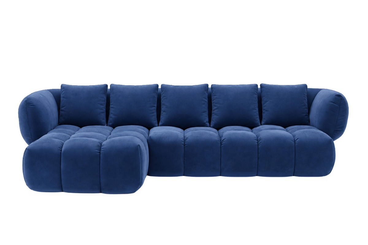 ECKSOFA L-Form, Veloursstoff Bluvel, Tintenblau, Links, SEVIO L - Blau, Holz (242/175cm) - Kaiser Möbel