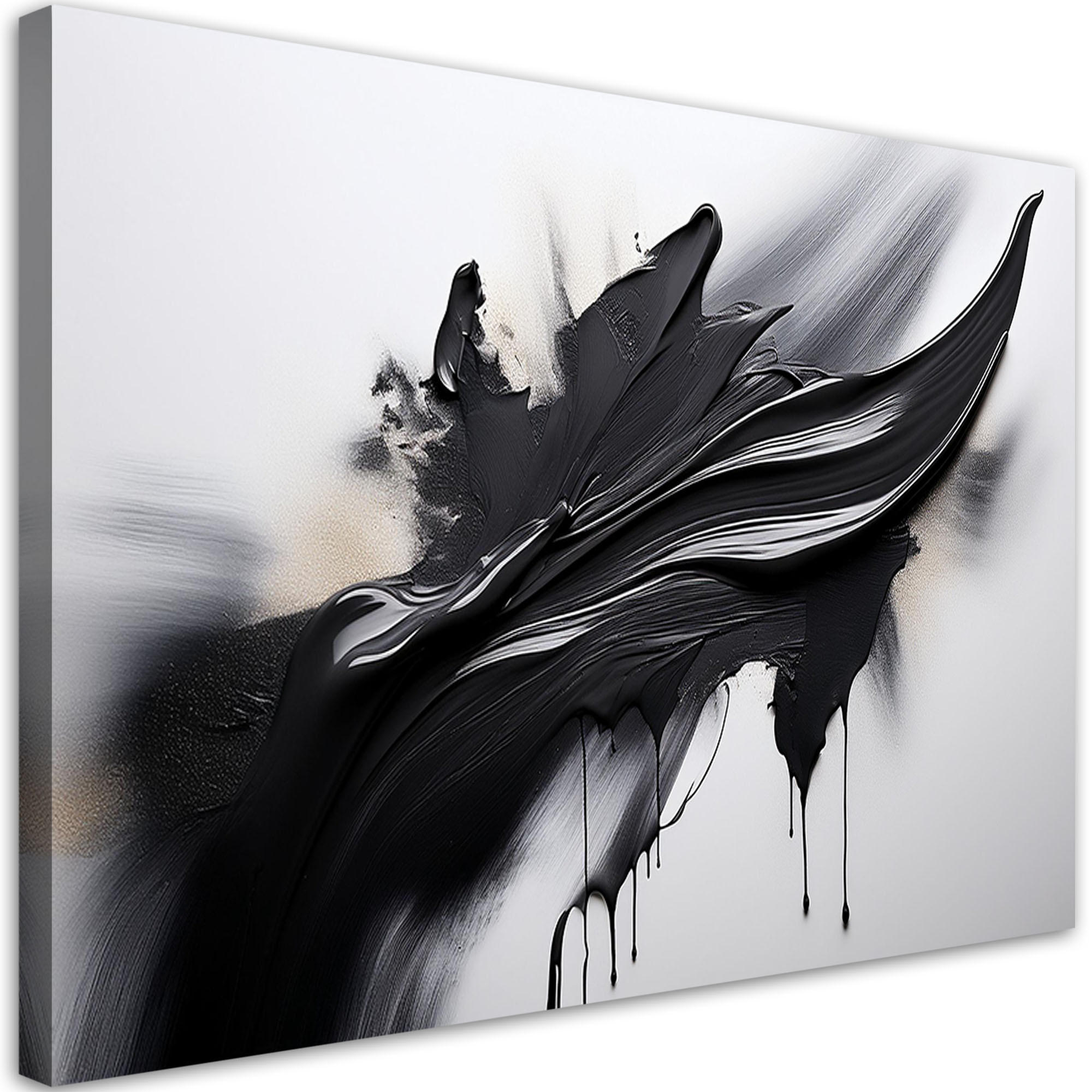LEINWANDBILD Abstraktion Schwarz-Weiß-3D-Effekt 60x40cm - Schwarz, Textil (60/40cm) - Feeby