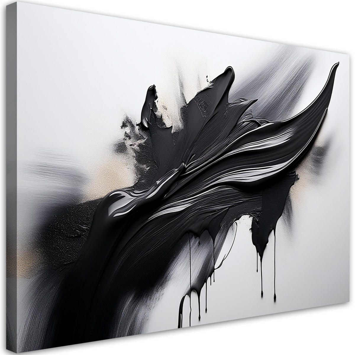 LEINWANDBILD Abstraktion Schwarz-Weiß-3D-Effekt 90x60cm - Schwarz, Textil (90/60cm) - Feeby