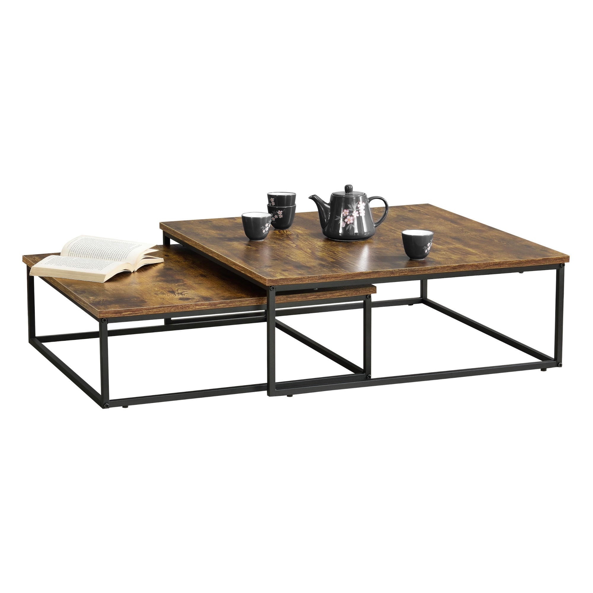 COUCHTISCH SET Haninge SET 2-teilig 75/75/27 - Braun, Holzwerkstoff (75/75/27cm) - [en.casa]