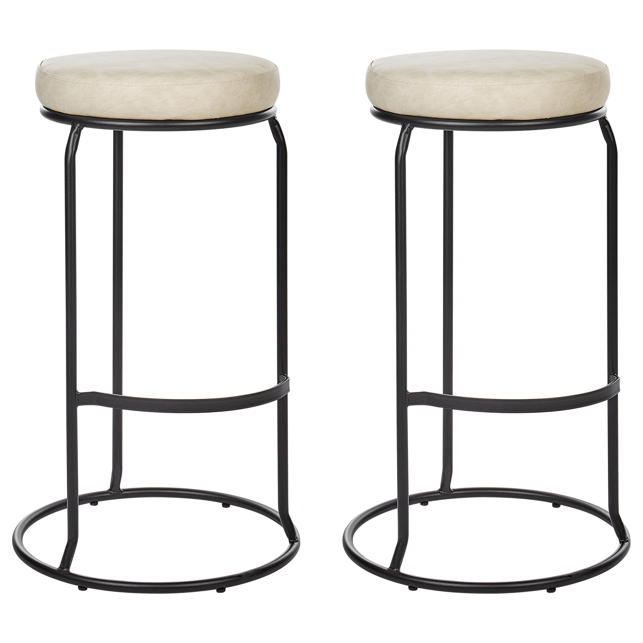 SCAUN DE BAR set de 2 piele ecologică bej deschis Milroy
