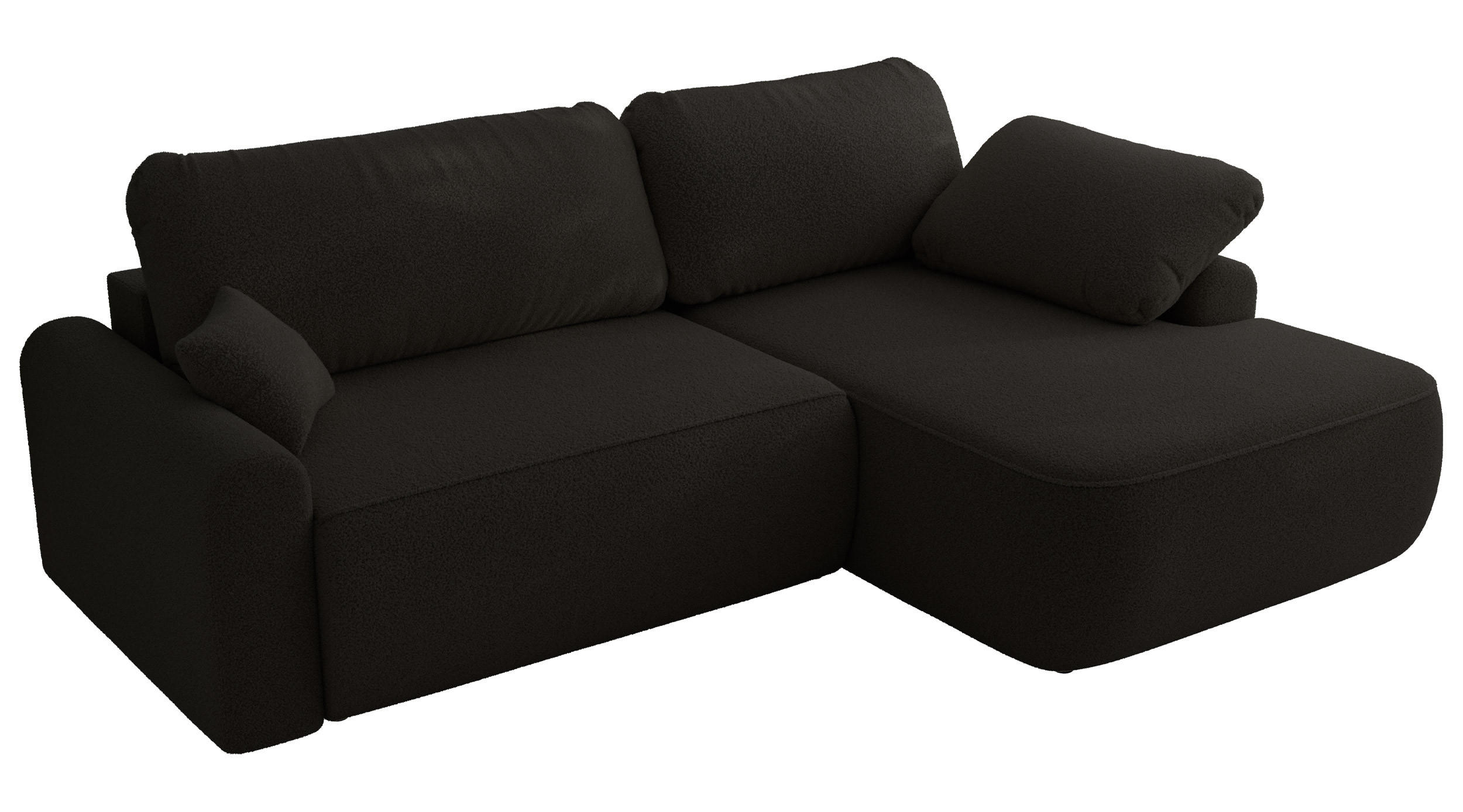 ECKSCHLAFSOFA CUBO L Schwarz Boucle - rechts - Schwarz, Kunststoff/Textil (187/273cm) - MKS
