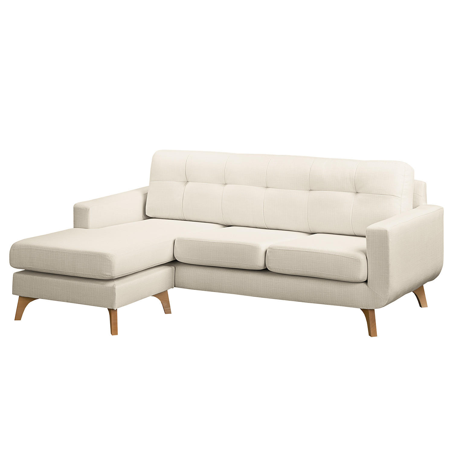 ECKSOFA mit Longchair - Strukturstoff - Beige, Textil (208/150cm) - home24