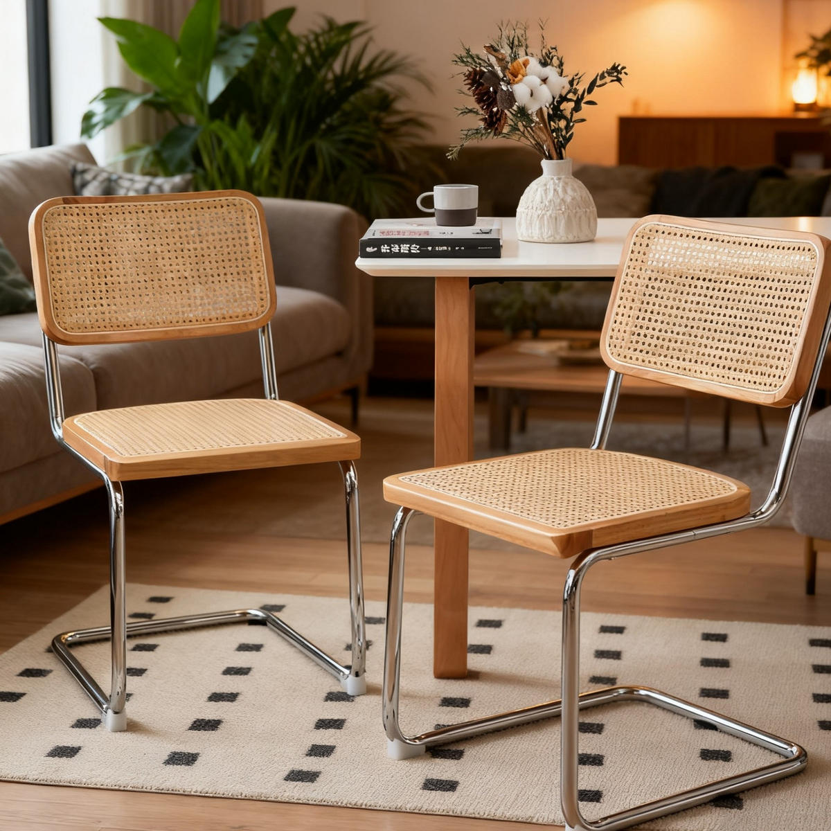 SCHWINGSTUHL 2-er Set,Freischwinger,Esszimmerstuhl,Naturfarben - Naturfarben, Metall (46.4/84.6/53cm) - LVHOM