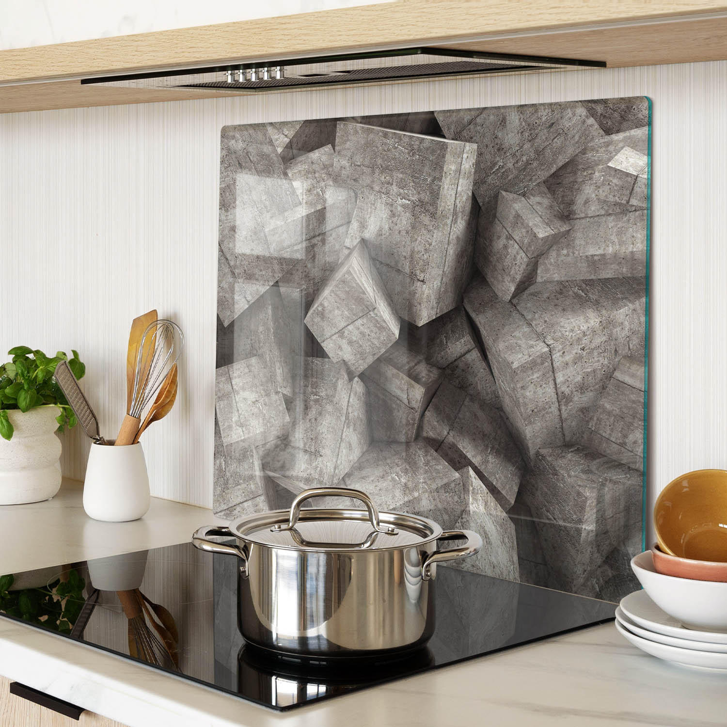 GLASPLATTE 60x52 cm Betonwürfel - Grau, Glas (60/0.4/52cm) - TULUP