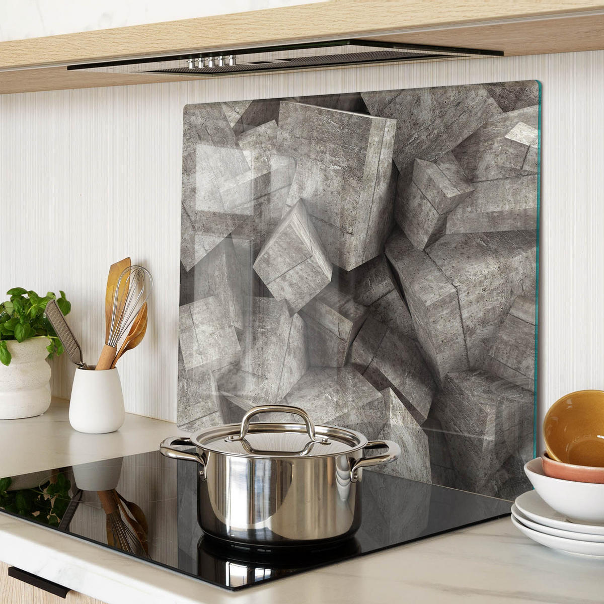 GLASPLATTE 60x52 cm Betonwürfel - Grau, Glas (60/0.4/52cm) - TULUP