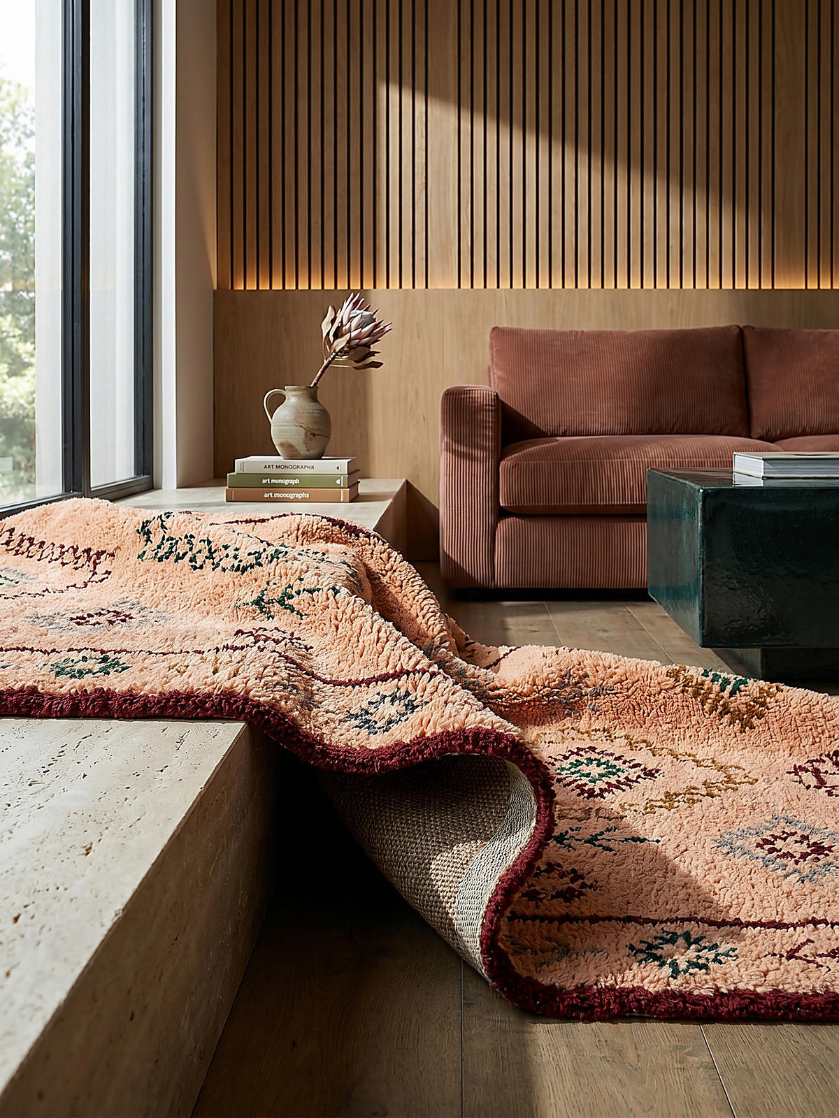 WOLLTEPPICH Hochflor Rauten, Ethno (Berber), Schlafzimmer Pfirsich Rechteckig 160x230 - Orange, Textil (160/230cm) - KADIMA DESIGN