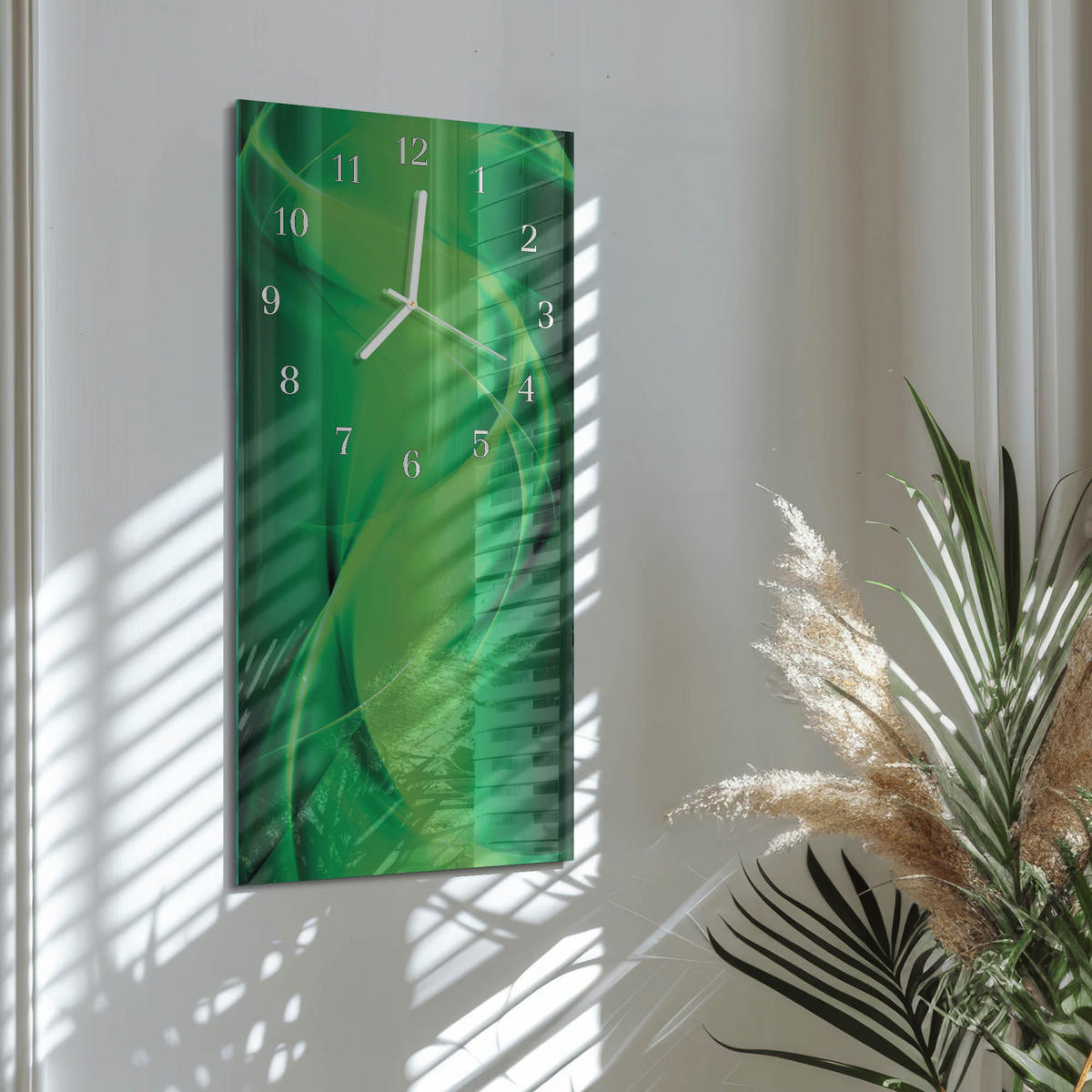 WANDUHR 30x60 cm - Holzbrücke - Grün, Glas (30/60/0.4cm) - TULUP