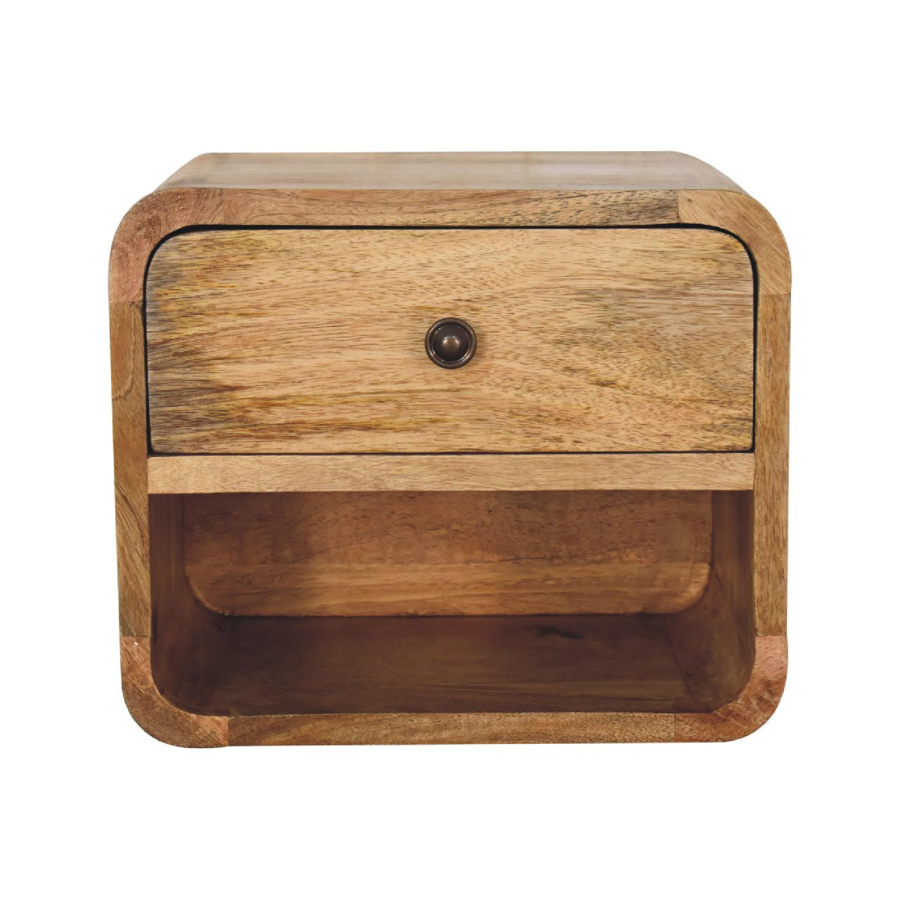 NACHTTISCH und Wandhalterungsfunktion - Messingfarben/Braun, Holz/Metall (30/25/25cm) - Artisan Furniture