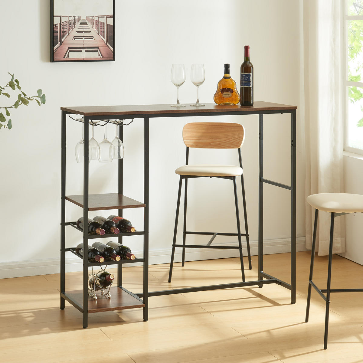 BARTISCH Stjørdal - Walnussfarben/Schwarz, Holzwerkstoff/Metall (120/105/40cm) - [en.casa]