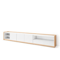 TV-SCHRANK, Lowboard, Weiß und Eiche Soft, 310/37/50cm - Weiß, Holzwerkstoff (310/50/37cm) - Skraut Home