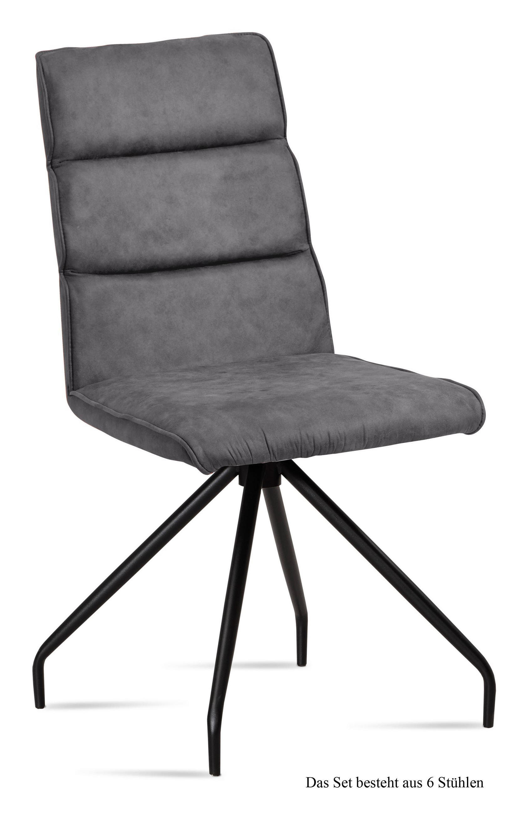 ESSZIMMERSTUHL (6er-Set) Devnet 47x92x60 Schwarz/Grau - Schwarz/Grau, Kunststoff (60/92/47cm) - 58aufmkessel