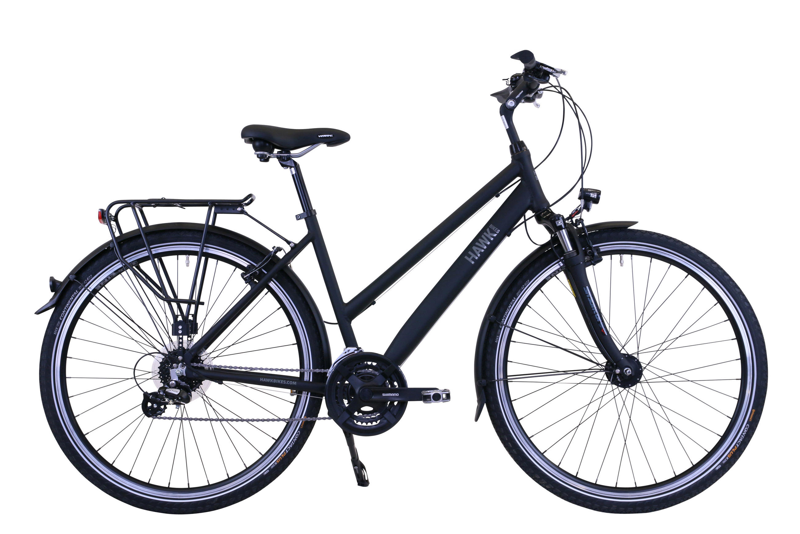TREKKING Lady Premium Black 3x8 Gang 28 Zoll Gr: 44cm & 48cm - Schwarz, Metall (48cm) - Hawk Bikes