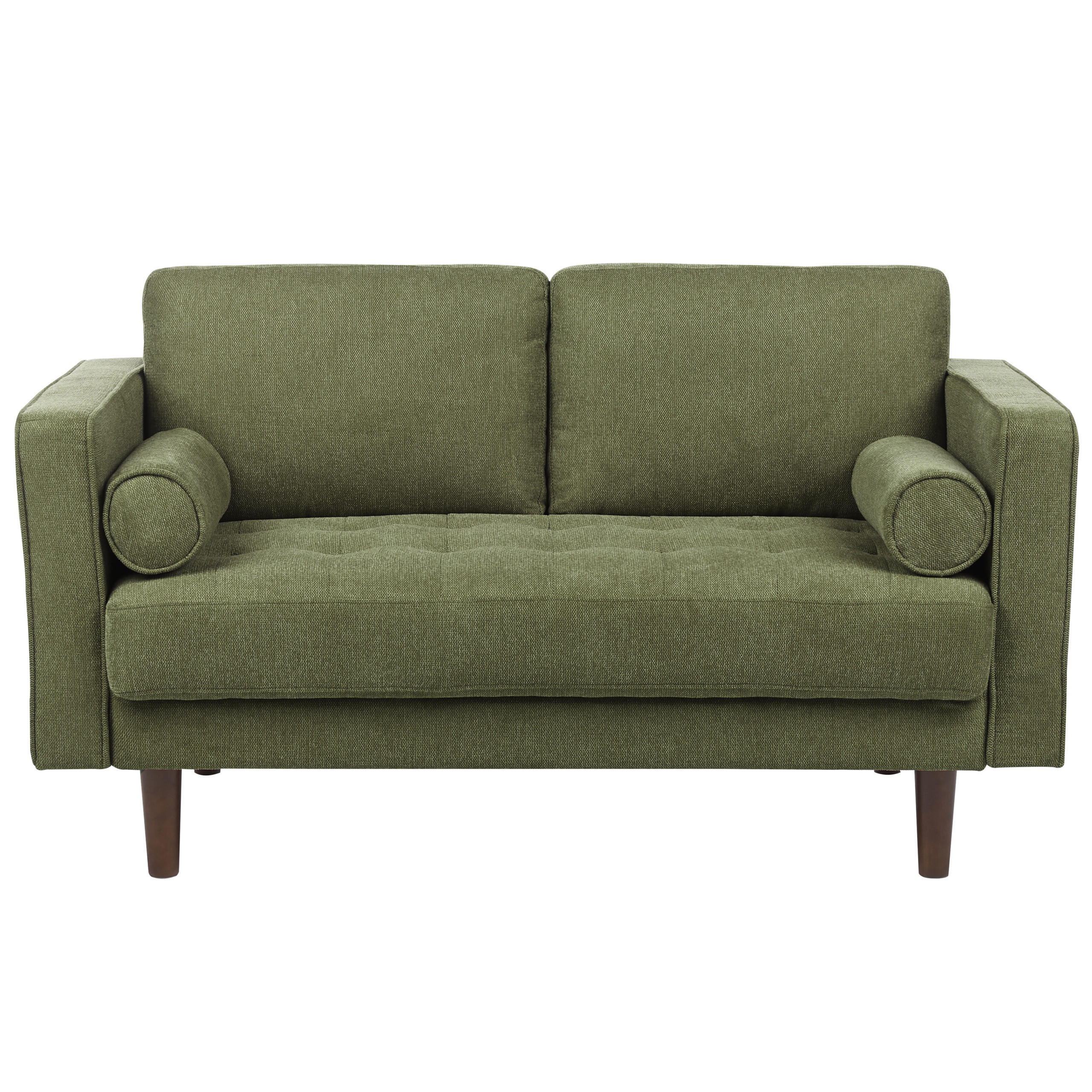 2-SITZER-SOFA Set mit Sessel dunkelgrün Nurmo - Dunkelbraun/Grün, Textil (74/78/140cm) - Beliani