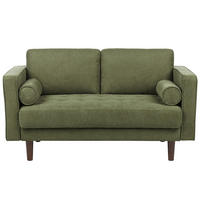 2-SITZER-SOFA dunkelgrün Nurmo - Dunkelbraun/Grün, Textil (140/78/74cm) - Beliani