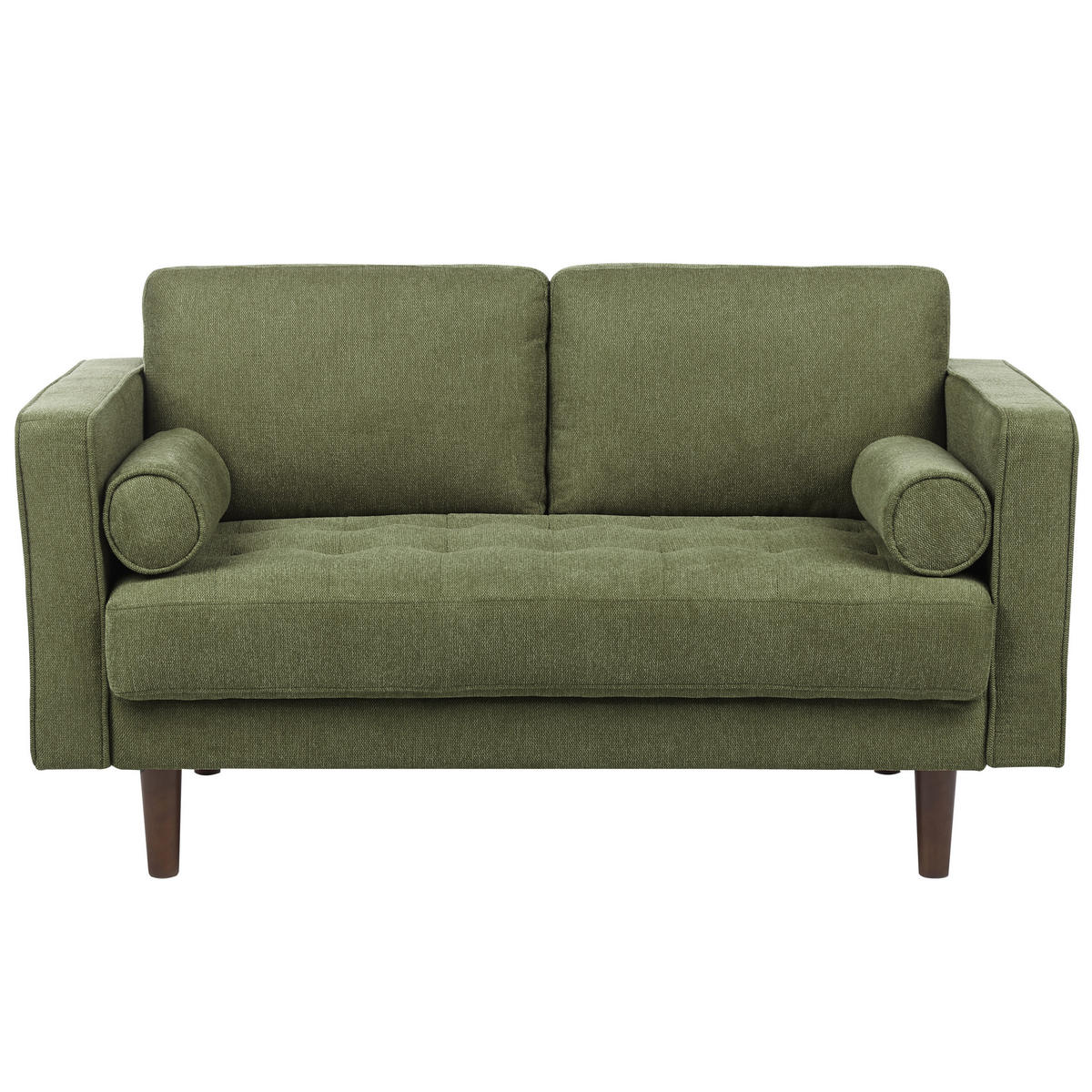 2-SITZER-SOFA Set mit Sessel dunkelgrün Nurmo - Dunkelbraun/Grün, Textil (74/78/140cm) - Beliani