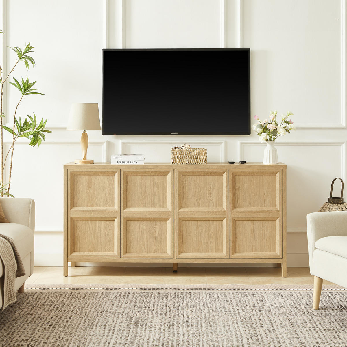 SIDEBOARD 160/40/80 cm Eiche aus MDF mit Tip-On-Mechanik - Eichefarben, Holzwerkstoff (40/80/160cm) - OKMYHOME