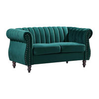 CHESTERFIELD-SOFA - 2-Sitzer - Samt - Smaragdgrün - TRUMBO - Grün, Textil (150/77/78cm) - Vente-Unique