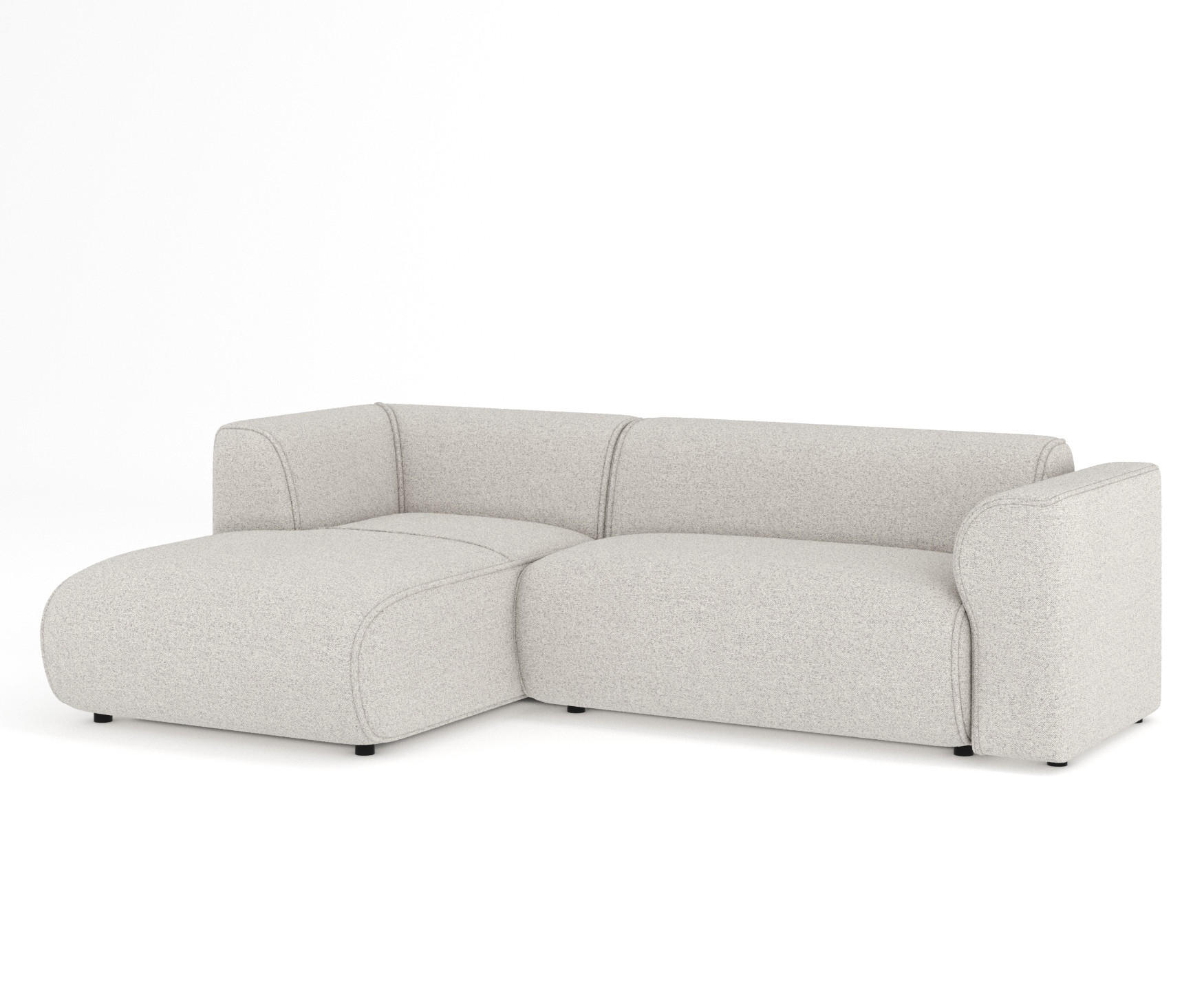 ECKSOFA Melani Beige Webstoff - Beige/Schwarz, Holz/Holzwerkstoff (253/153cm) - Maison de Reve