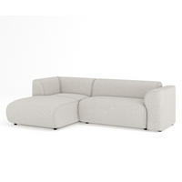 ECKSOFA Melani Beige Webstoff - Beige/Schwarz, Holz/Holzwerkstoff (253/153cm) - Maison de Reve