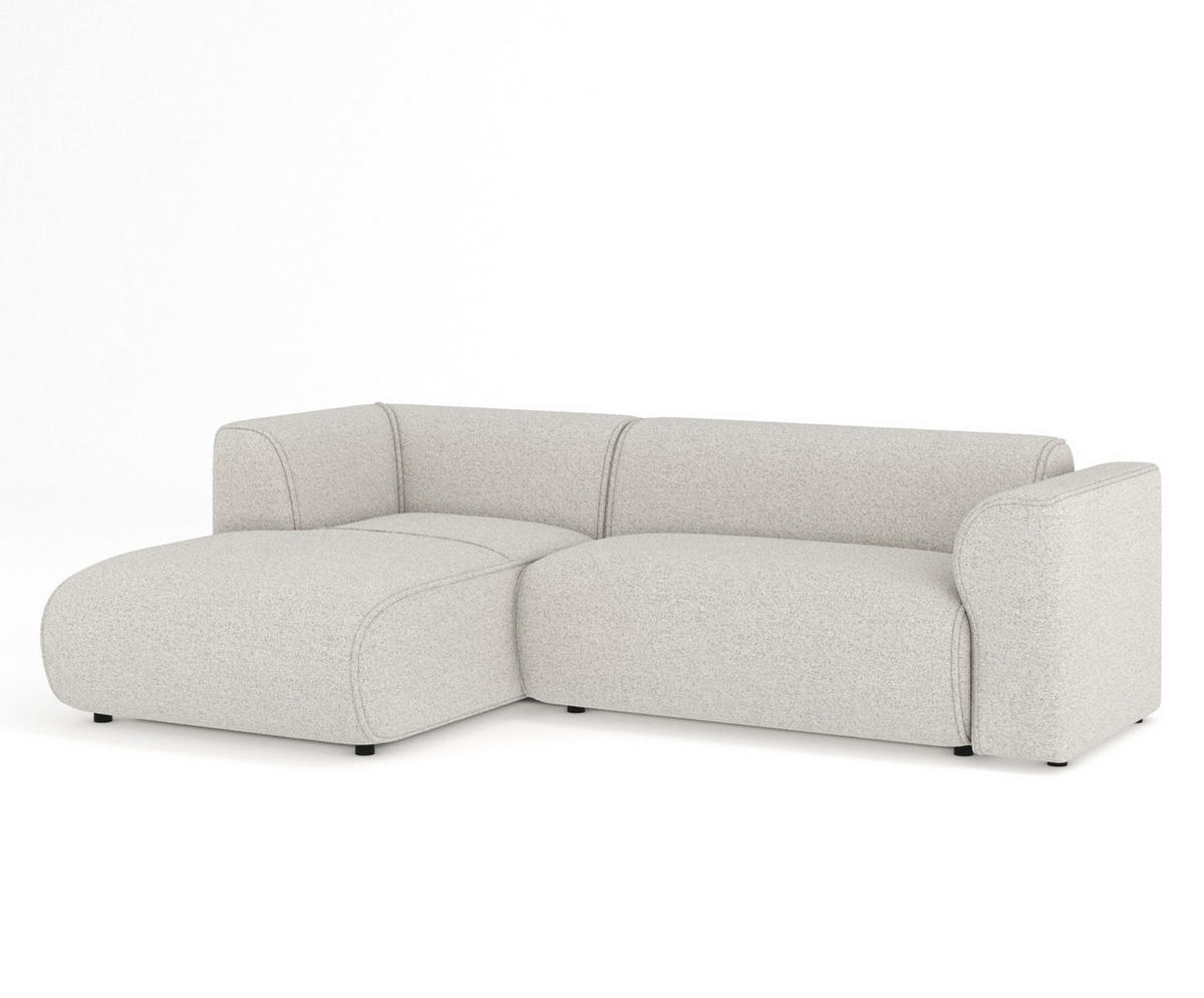 ECKSOFA Melani Beige Webstoff - Beige/Schwarz, Holz/Holzwerkstoff (253/153cm) - Maison de Reve