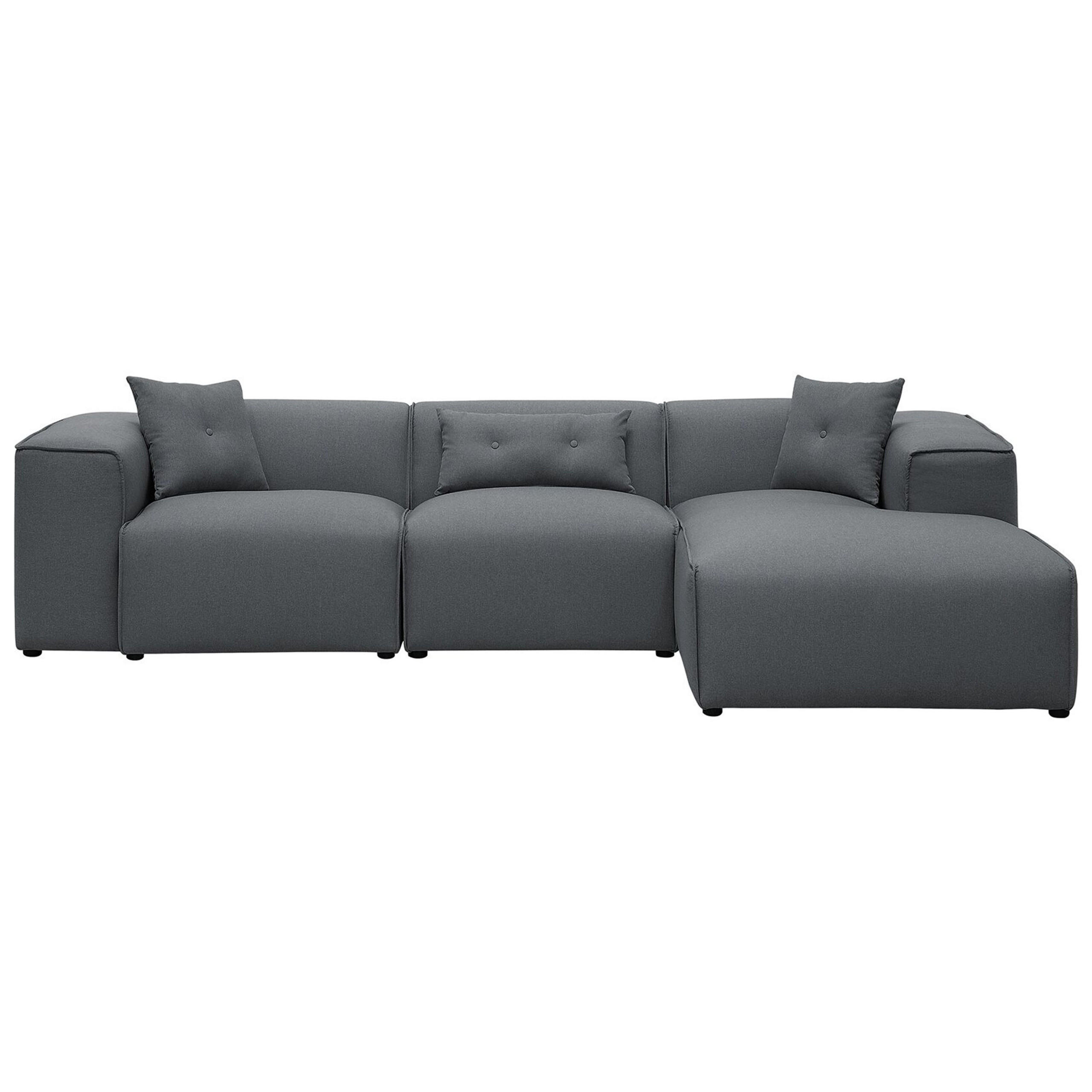 ECKSOFA Polsterbezug Dunkelgrau rechtsseitig Dolva - Dunkelgrau, Textil (294/170cm) - Beliani
