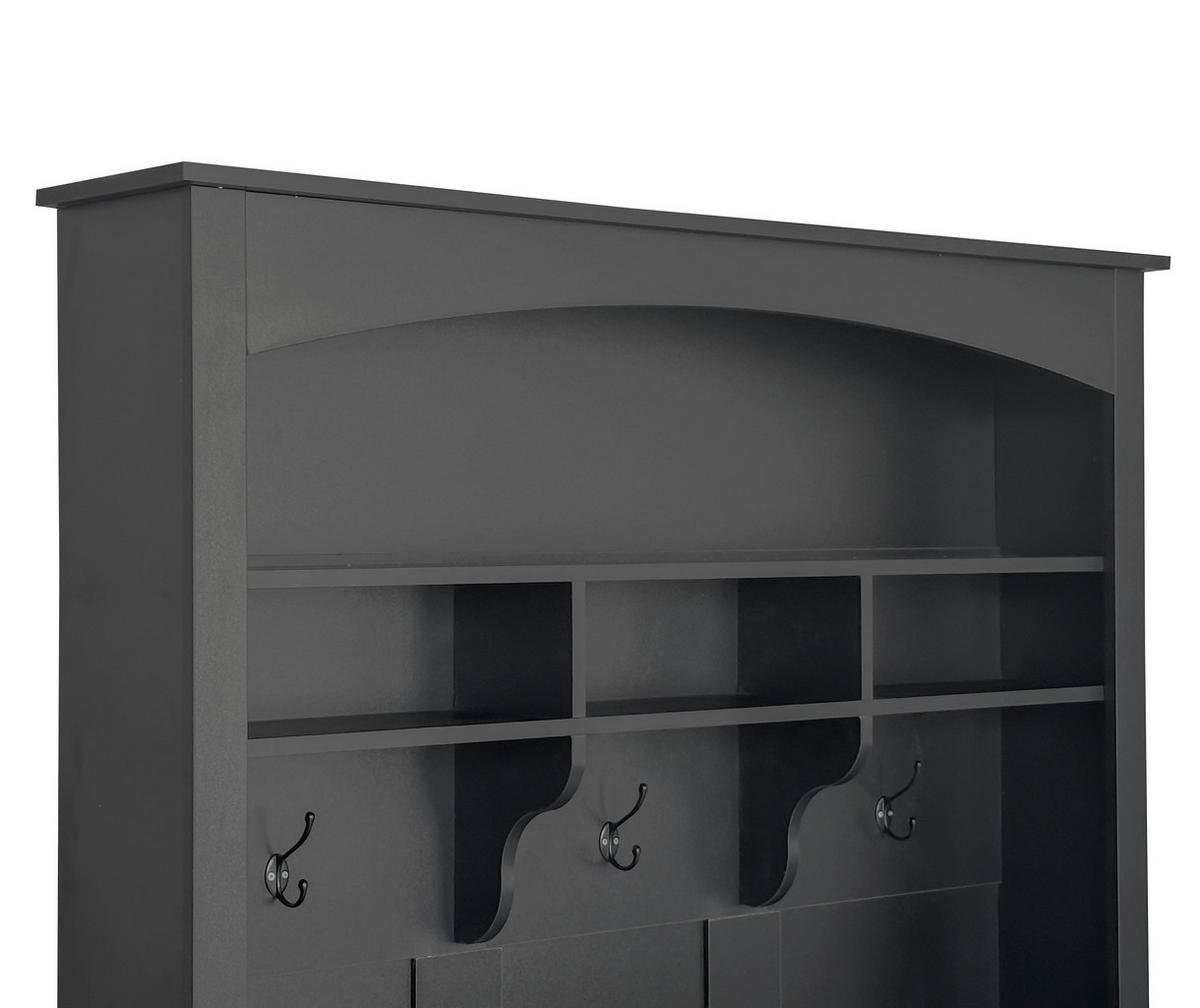 GARDEROBEN-SET in Schwarz 3-in-1 Lösung mit Schuhbank & verstellbaren Ablagen - Schwarz, Holzwerkstoff (120/190/40cm) - Urban Meuble