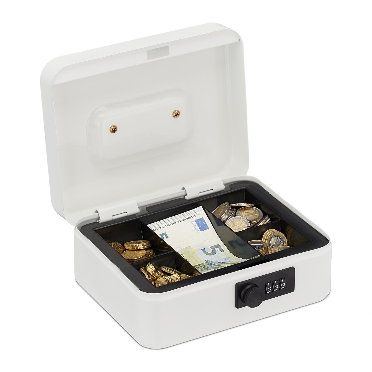 POKLADŇA - biela, kov/plast (20/8.5/17cm) - Relaxdays