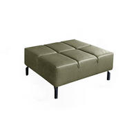 POLSTERHOCKER NELSON Grün Leder - Olivgrün/Grün, Leder (107/43/71cm) - KAWOLA