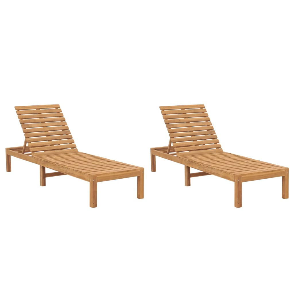 SONNENLIEGEN 2 Stk. Massivholz Teak - Braun, Holz (60/30/200cm) - furnicato