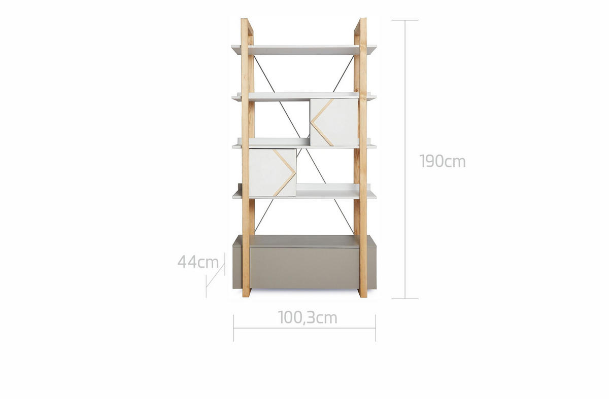 KINDERREGAL Pinette Weiß - Weiß, Holzwerkstoff (100/190/44cm) - RAUMHIRSCH FURNITURE