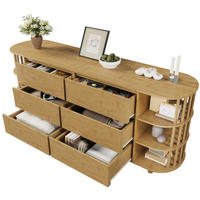 SIDEBOARD 160/40/75 cm Eiche aus MDF/Bambus mit 6 Schubladen - Naturfarben, Holzwerkstoff (160/75/40cm) - OKWISH